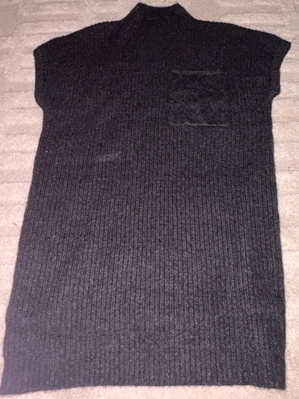 entro Black Ribbed Turtleneck Dress with Pocket